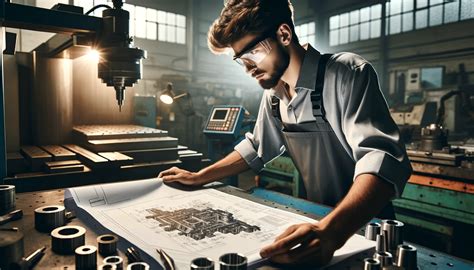 machinist reading blueprints